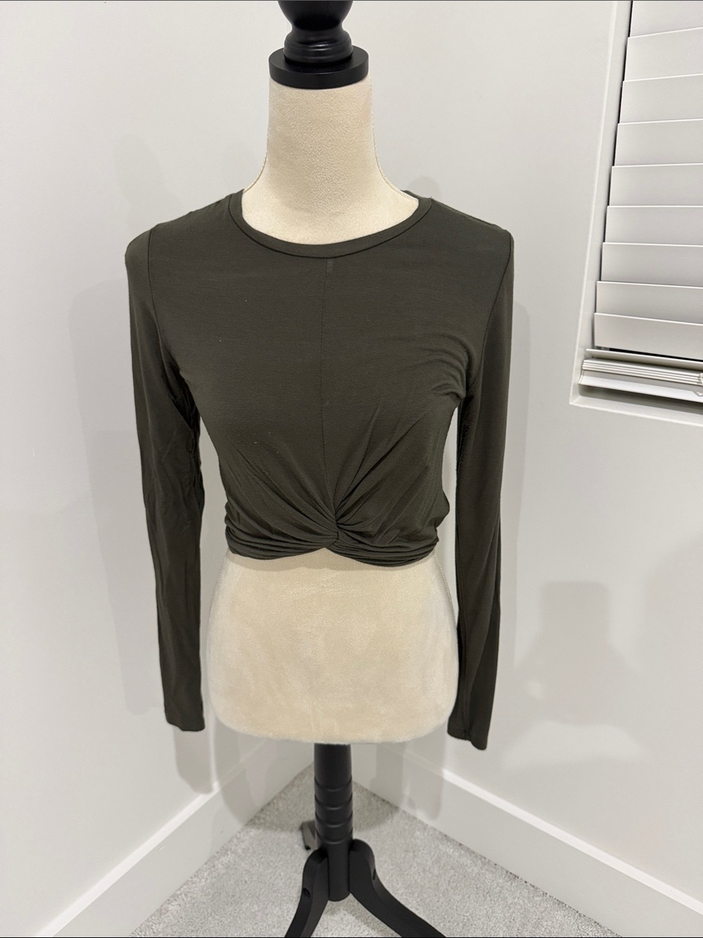 Heart Hips Olive Twist-Front Long Sleeve Top